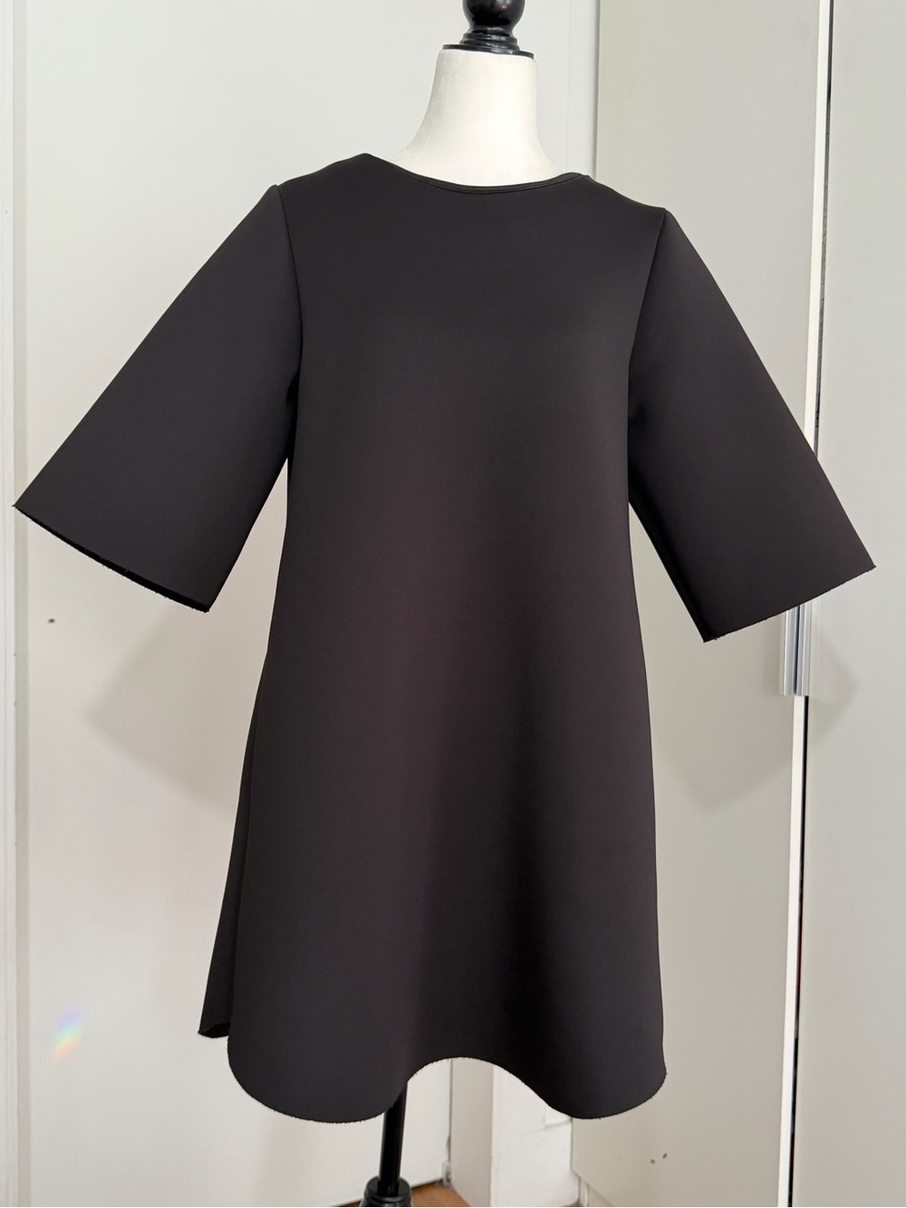 COS Black Scuba Neoprene Structured A-Line Mini Dress Short Sleeve small